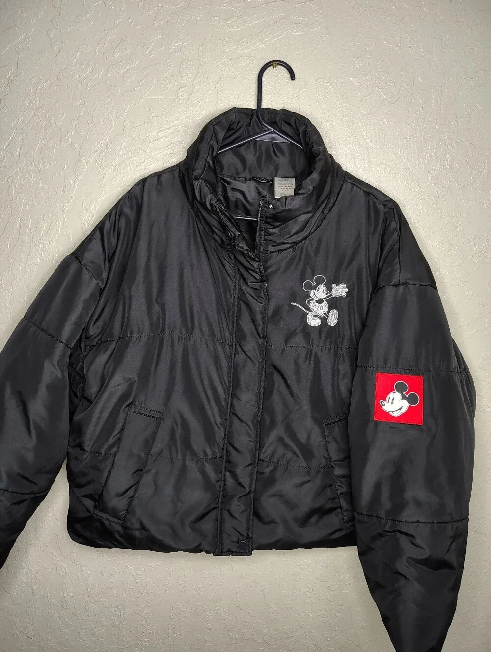 Disney Black Puffer Jacket with Mickey Graphics Women's Size M
